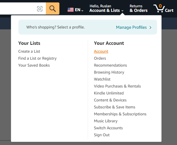 Amazon Your Account
