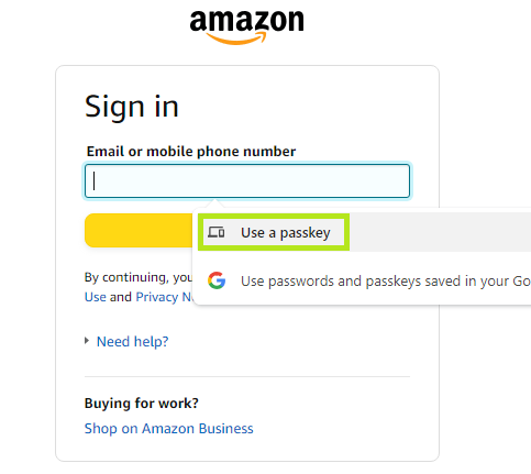 Sign in with a passkey