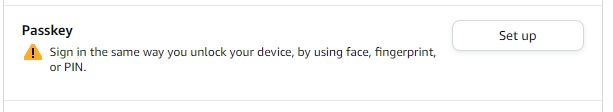 Amazon Passkey Menü