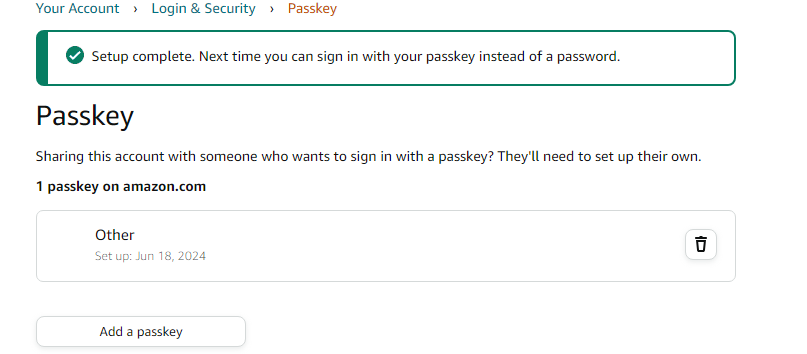 Amazon Passkey Liste
