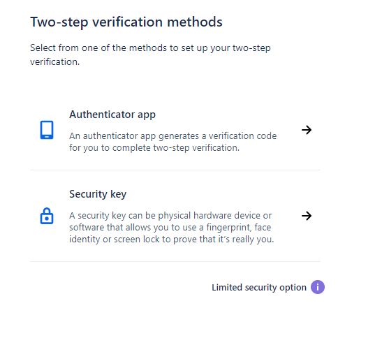 Atlassian Login mit Sicherheitsschlüssel