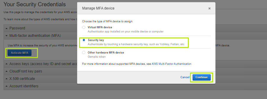 Activate MFA Screenshot