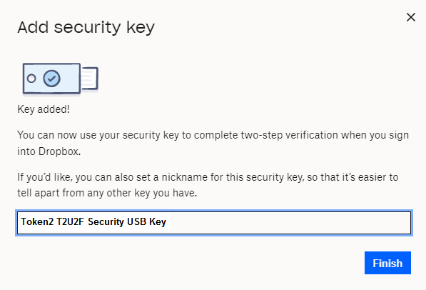 Dropbox Use your security key Prompt