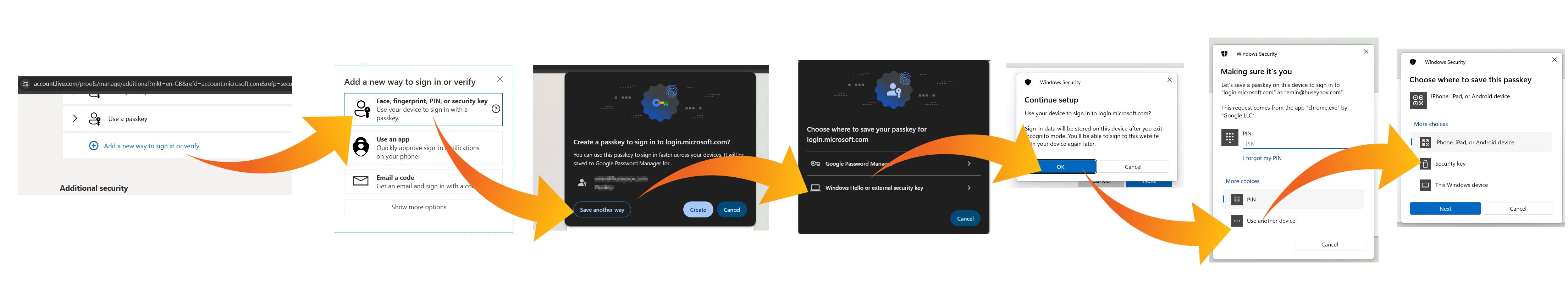 Windows Hello or security key Auswahl
