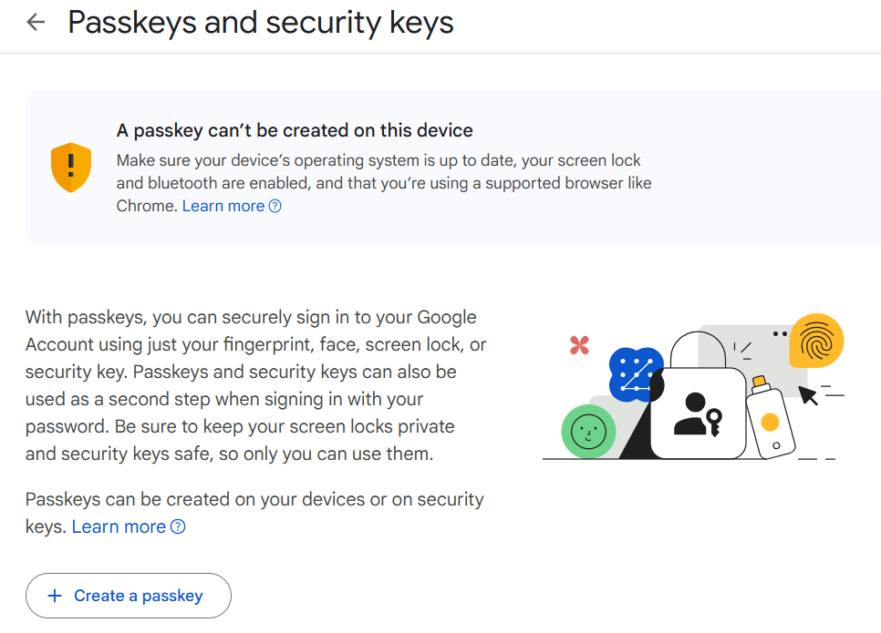 Google Create a passkey