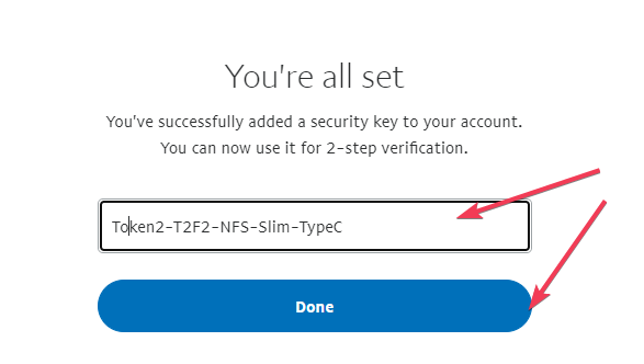 PayPal: Name your security key