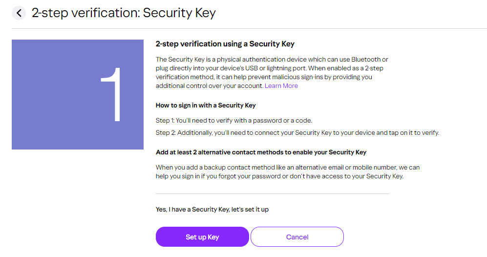 Yahoo: Set up key
