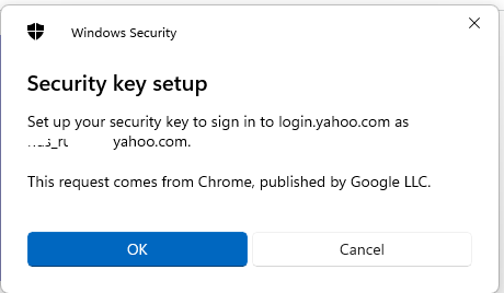Windows Security: Security key setup